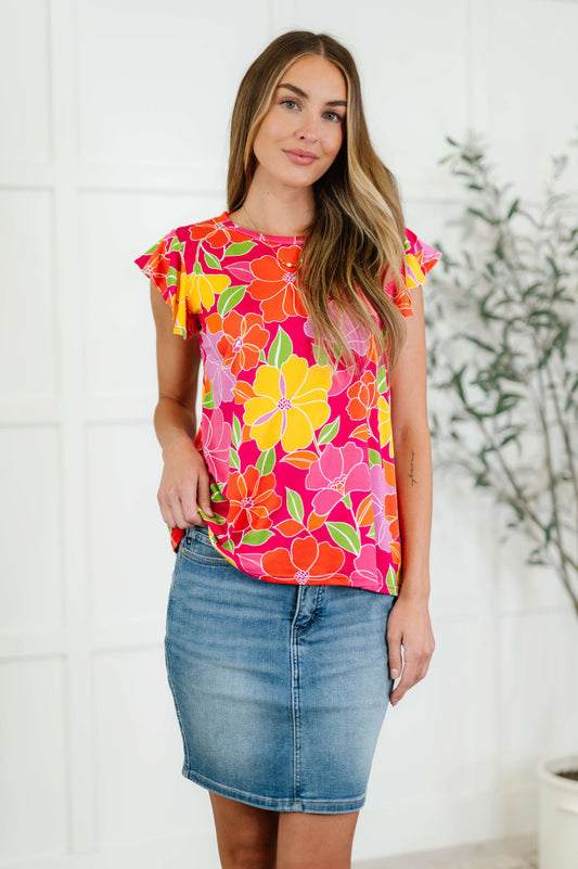 Garden Giggles Flutter Sleeve Top