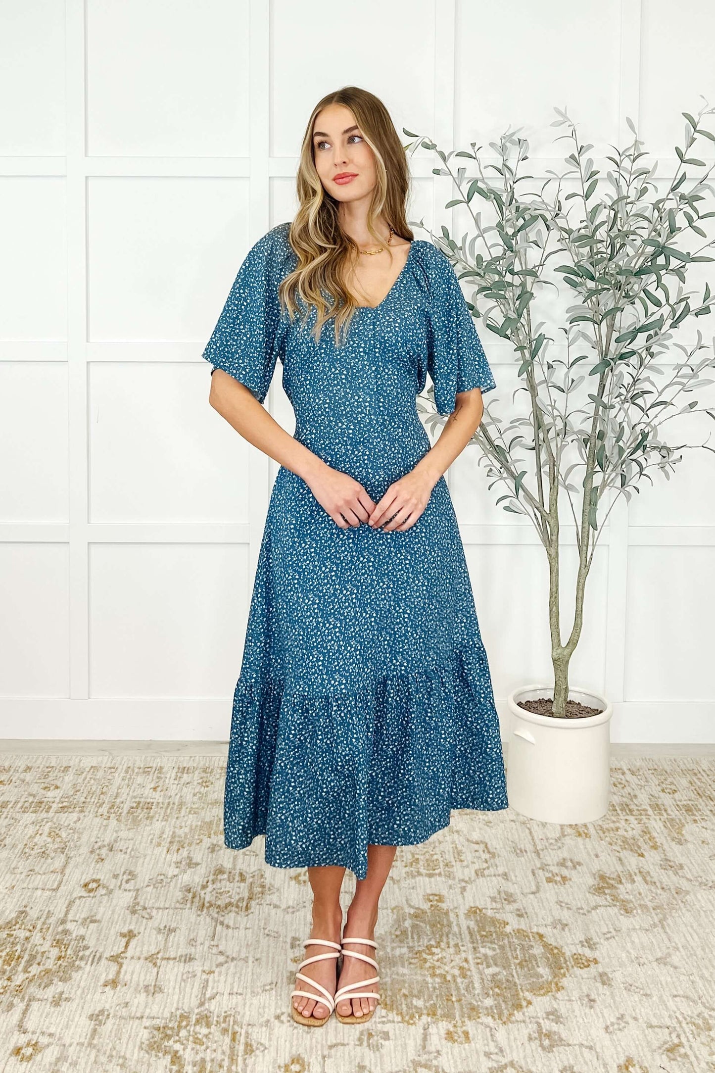 Olive Dress Daisy Blossoms