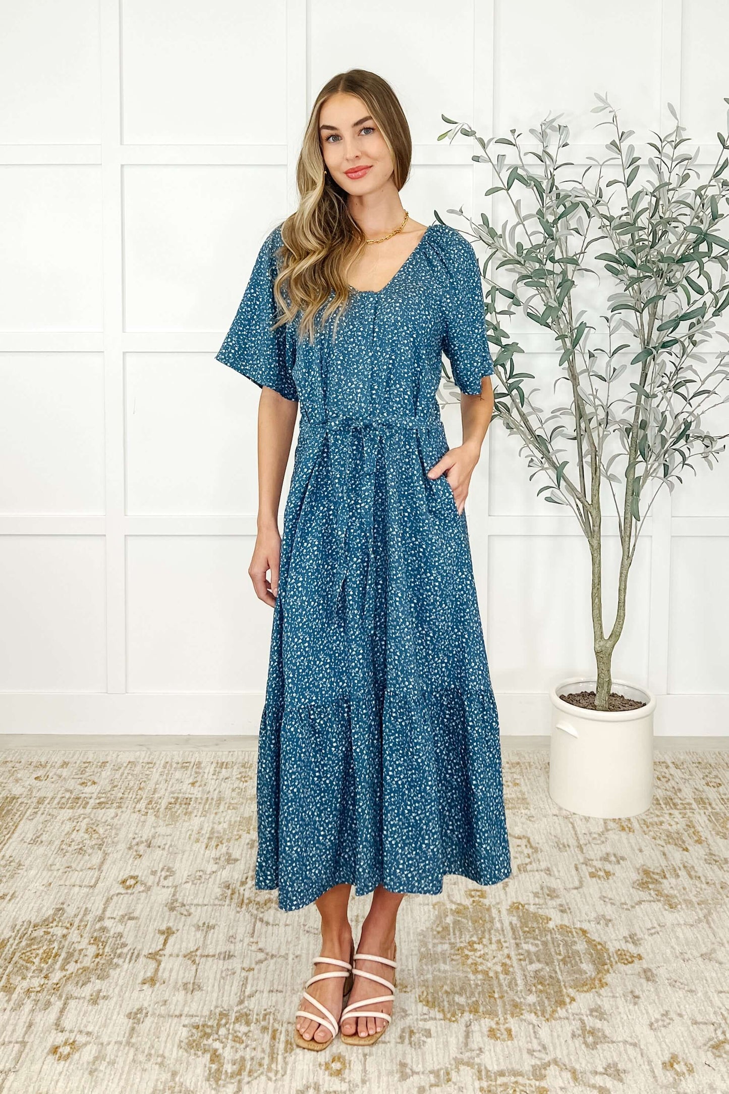Olive Dress Daisy Blossoms