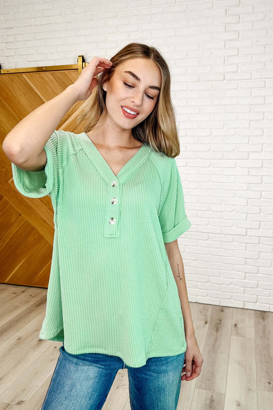 Plain and Sassy V-Neck Tee in Mint Green