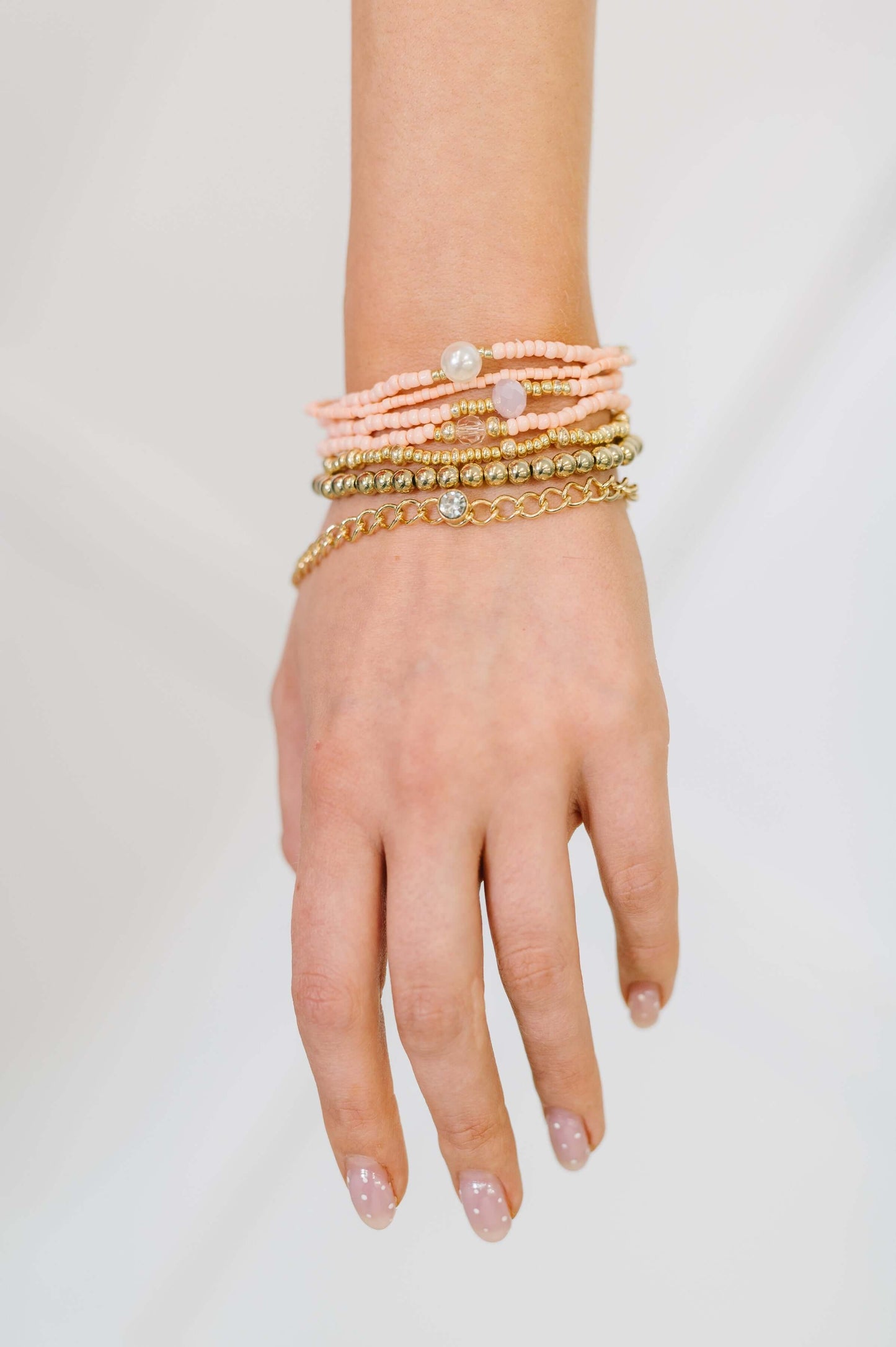 Rose & Radiance Bracelet Set in Pink and Gold