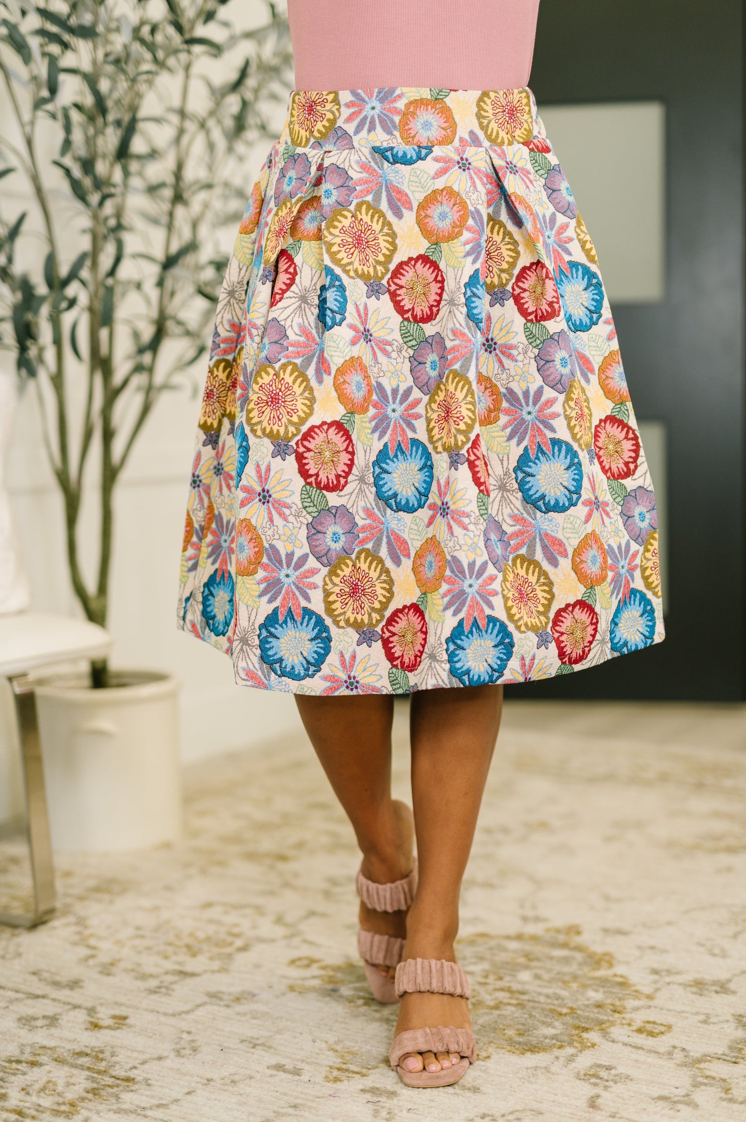 Floral midi skirt