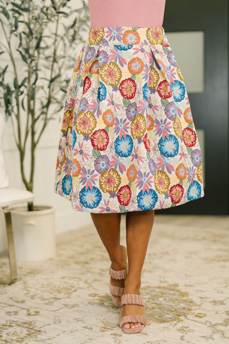 Floral midi skirt