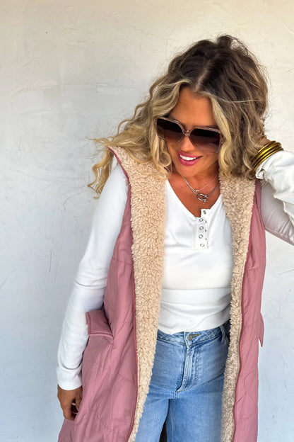 PREORDER: Reversible Sherpa Puffer Vest