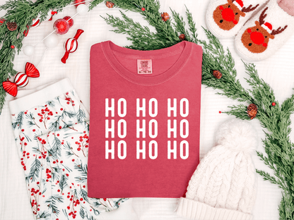 Ho Ho Ho Stacked Graphic Tee and Sweatshirt