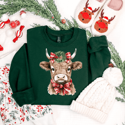 HIghland Cow Christmas Graphic Tee and Sweatshirt