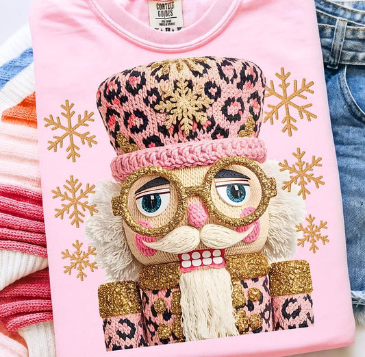 Pink Leopard Nutcracker Graphic Tee and Sweatshirt