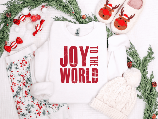 Joy to the World Red Graphic Tee and Sweatshirt