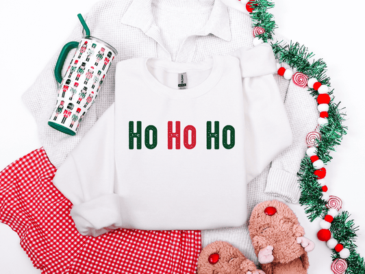 Ho Ho Ho Green & Red Graphic Tee and Sweatshirt