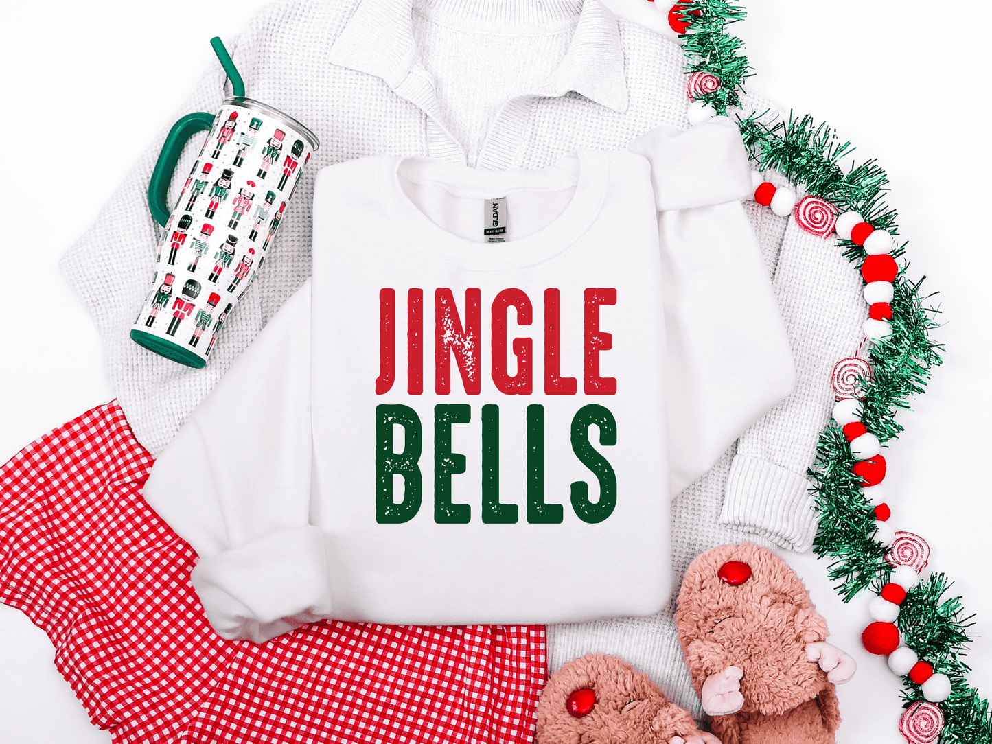 Jingle Bells Green & Red Graphic Tee and Sweatshirt