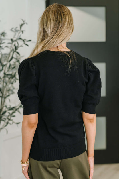 Casually Classy Puff Sleeve Blouse in Black
