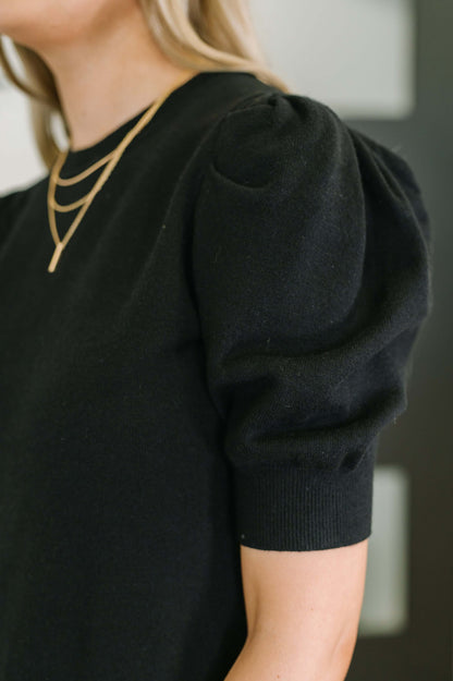 Casually Classy Puff Sleeve Blouse in Black
