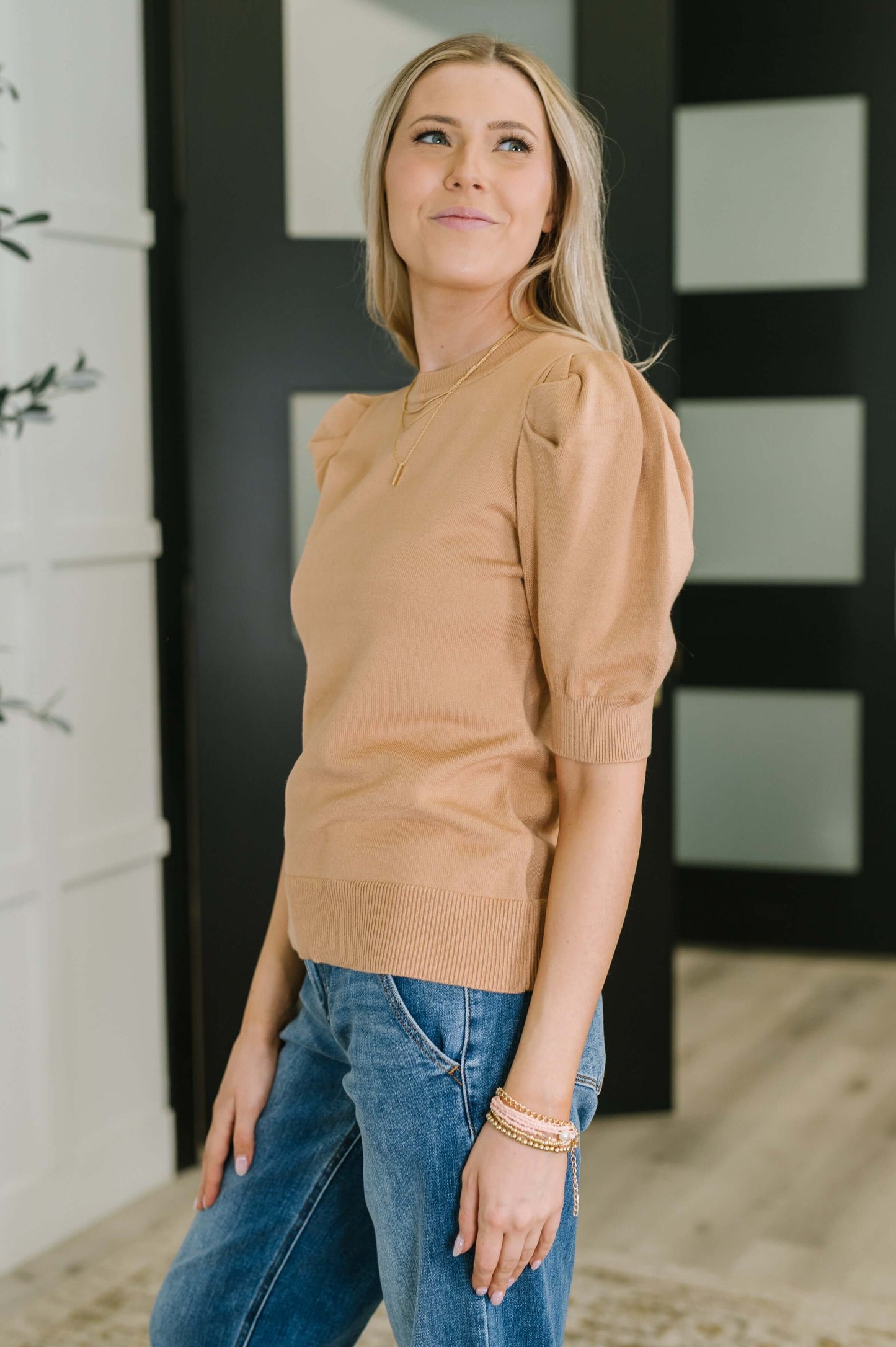 Casually Classy Puff Sleeve Blouse in Brush