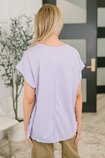 Foundation First Waffle Knit Relaxed Tee in Lilac
