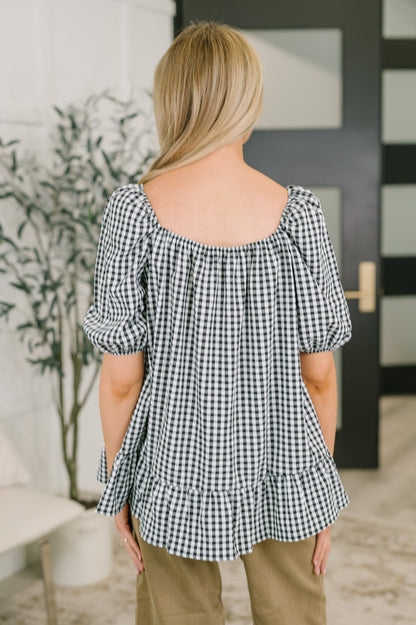 Great Gingham Square Neck Blouse