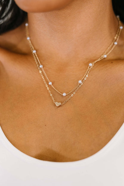 Heart of Gold Pendant Necklace Layered Set in Gold
