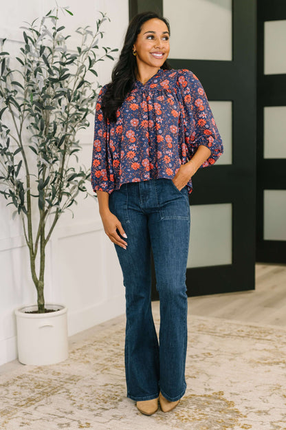 Hitherto Unknown Floral Babydoll Blouse