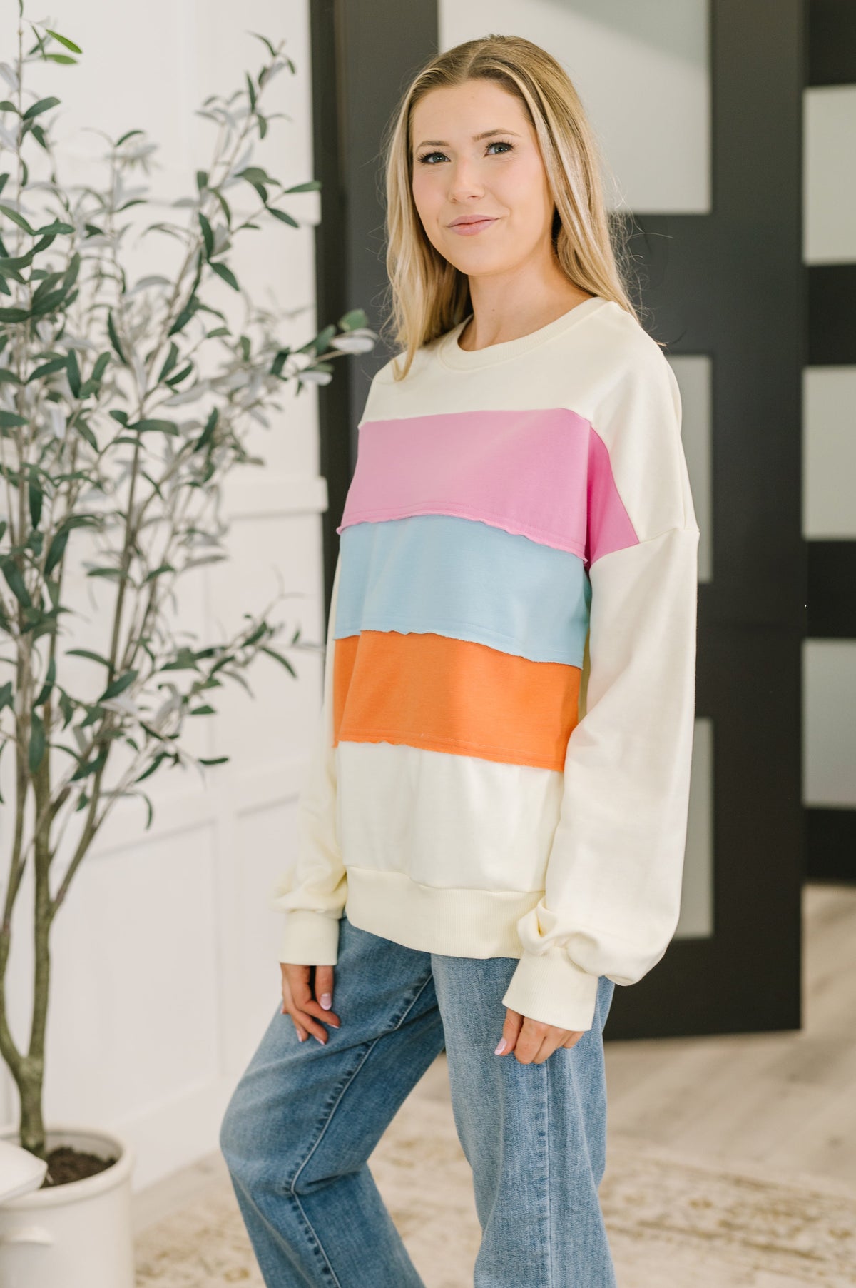 Humor Me Color Block Relaxed Pullover