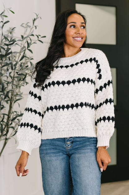 Ivy Lane Textured Sweater in White and Black