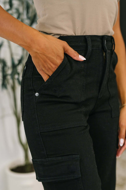 Keira High Waist Cargo Wide in Black