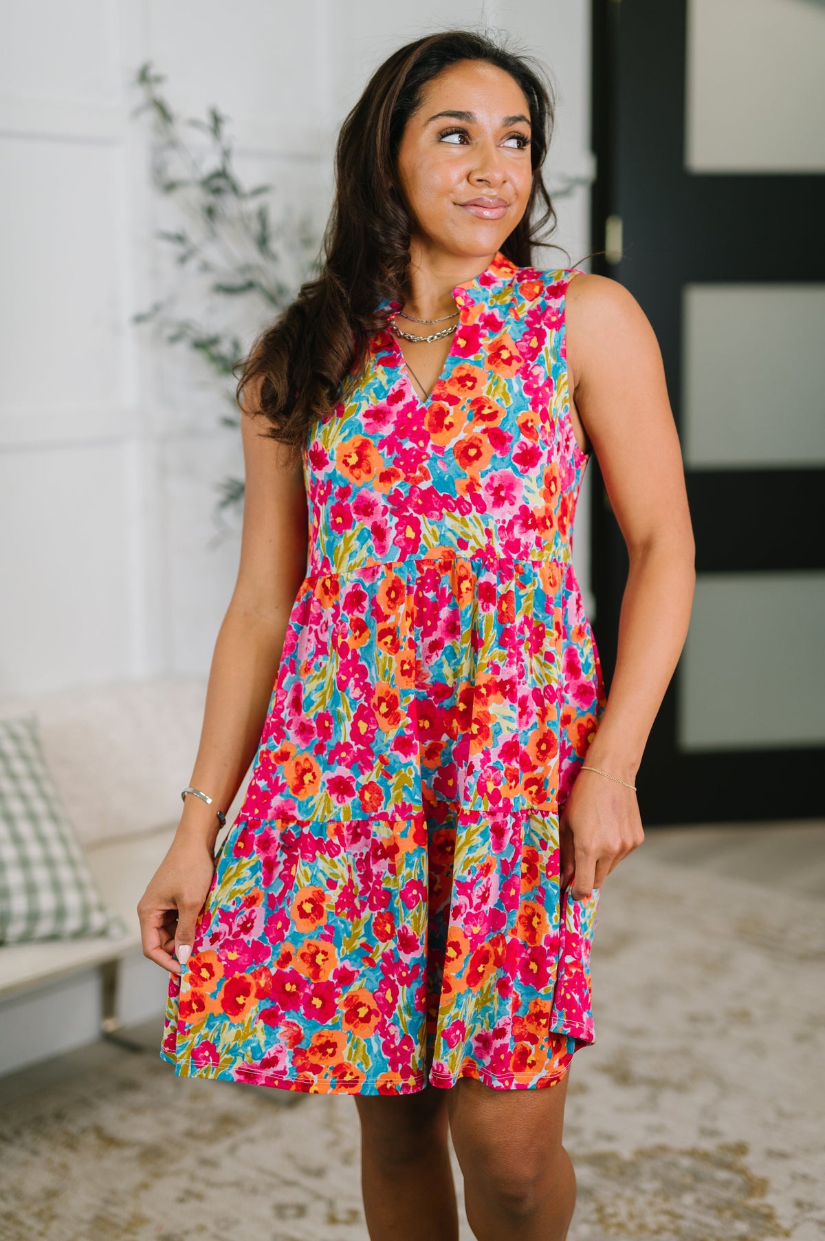 Lizzy Three Tier Tank Dress in Morning Glory