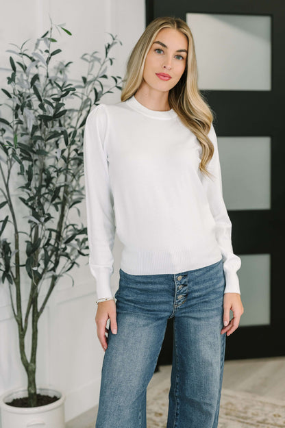 Necessary Closet Space Long Sleeve Top in White