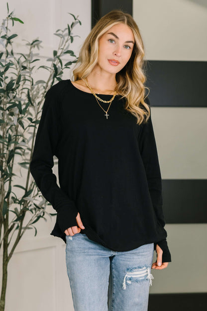Nice to Each Other Raglan Sleeve Top in Black