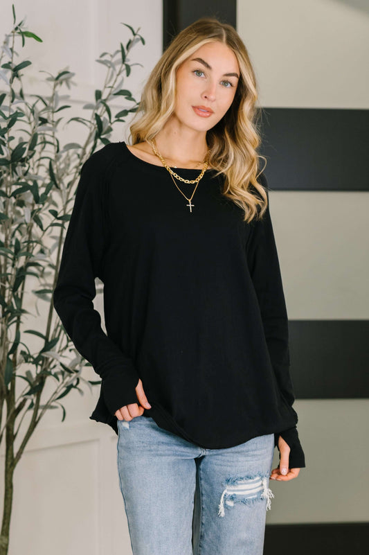 Nice to Each Other Raglan Sleeve Top in Black
