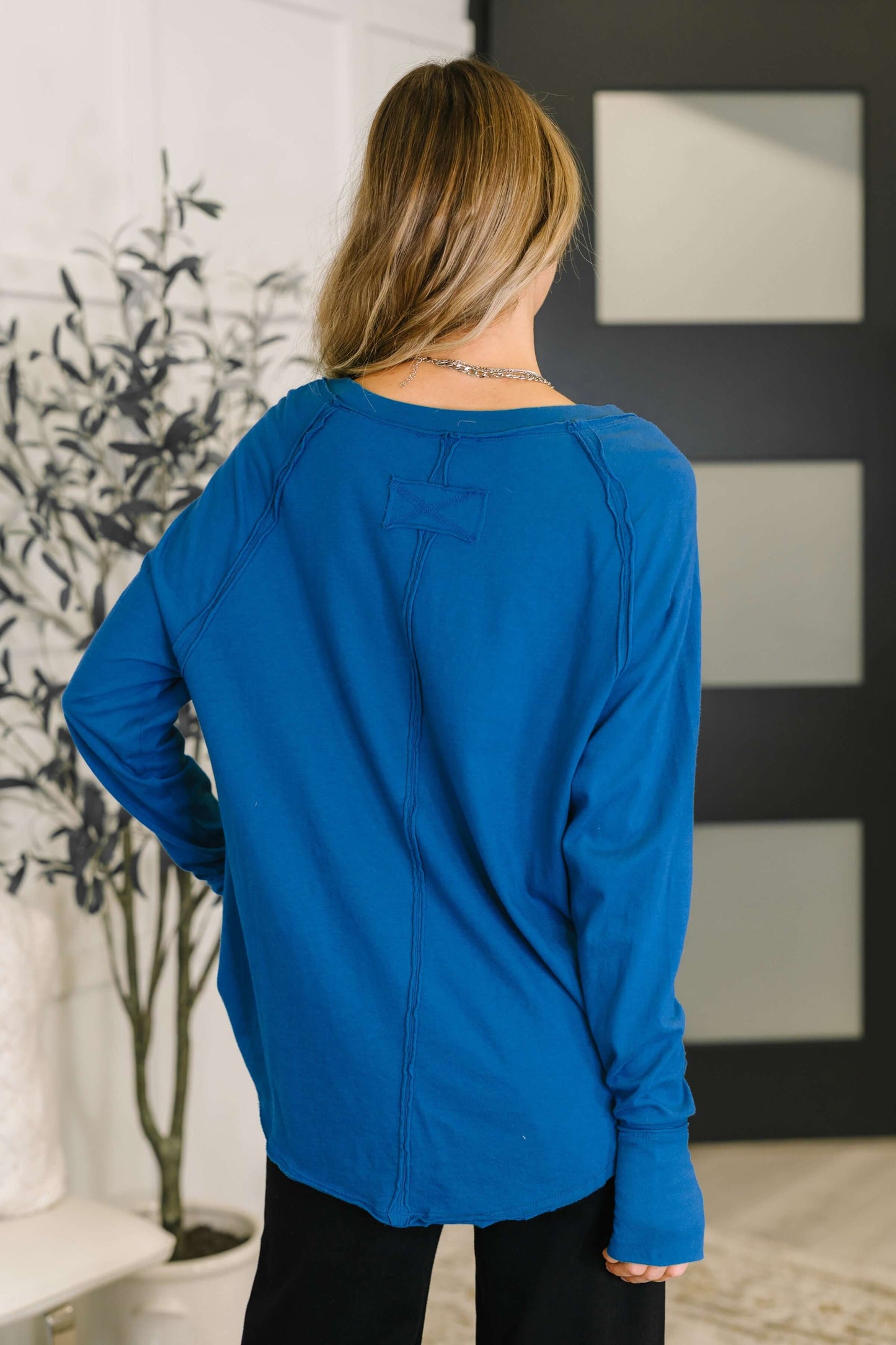 Nice to Each Other Raglan Sleeve Top in Classic Blue