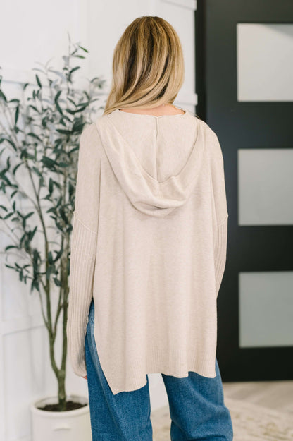 Running Late Hooded Long Sleeve in Beige