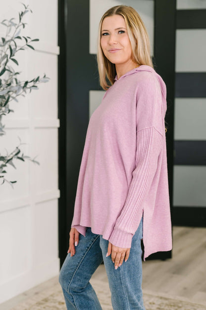 Running Late Hooded Long Sleeve in Mauve