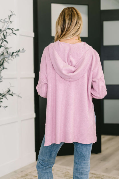 Running Late Hooded Long Sleeve in Mauve
