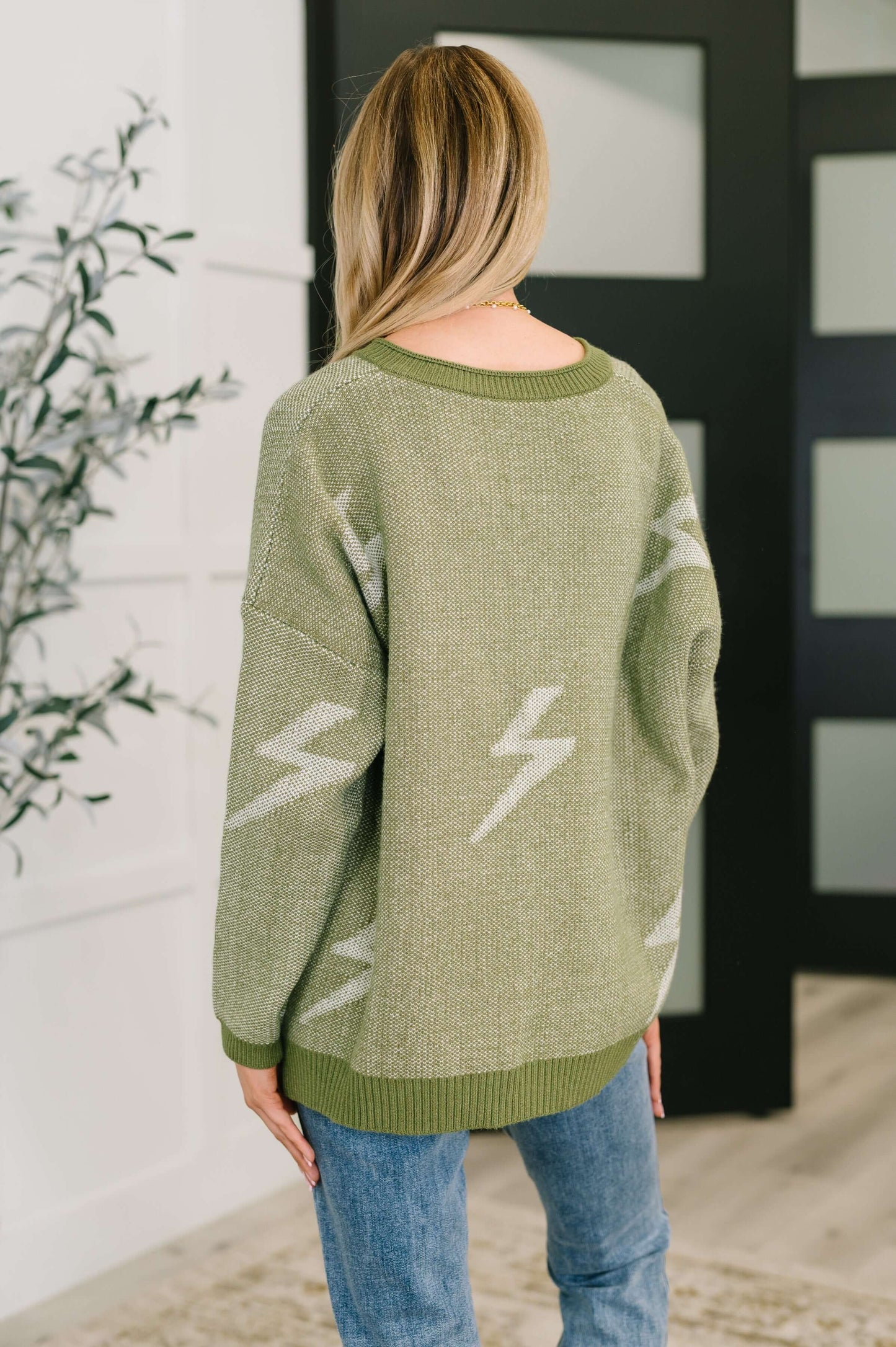 Shock Value V-Neck Sweater in Olive