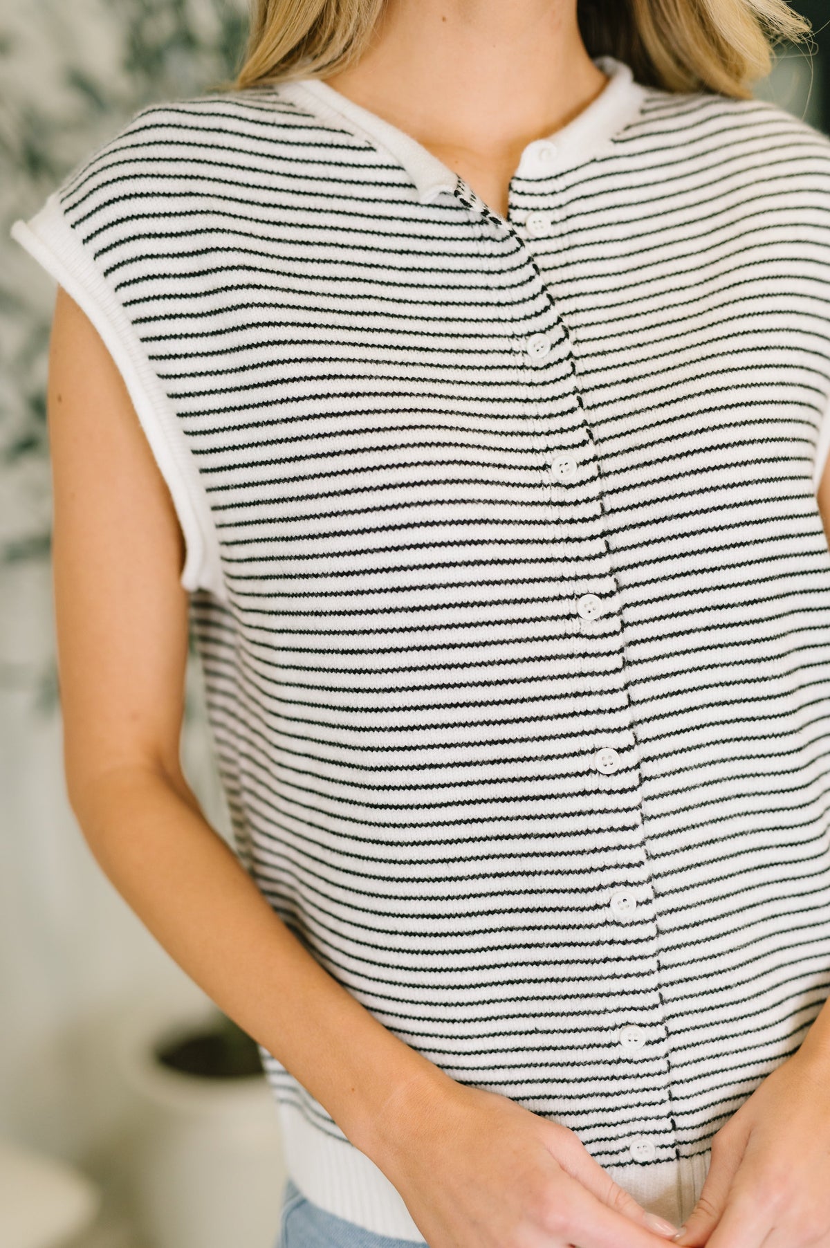 So Good It Hurts Cap Sleeve Button Down