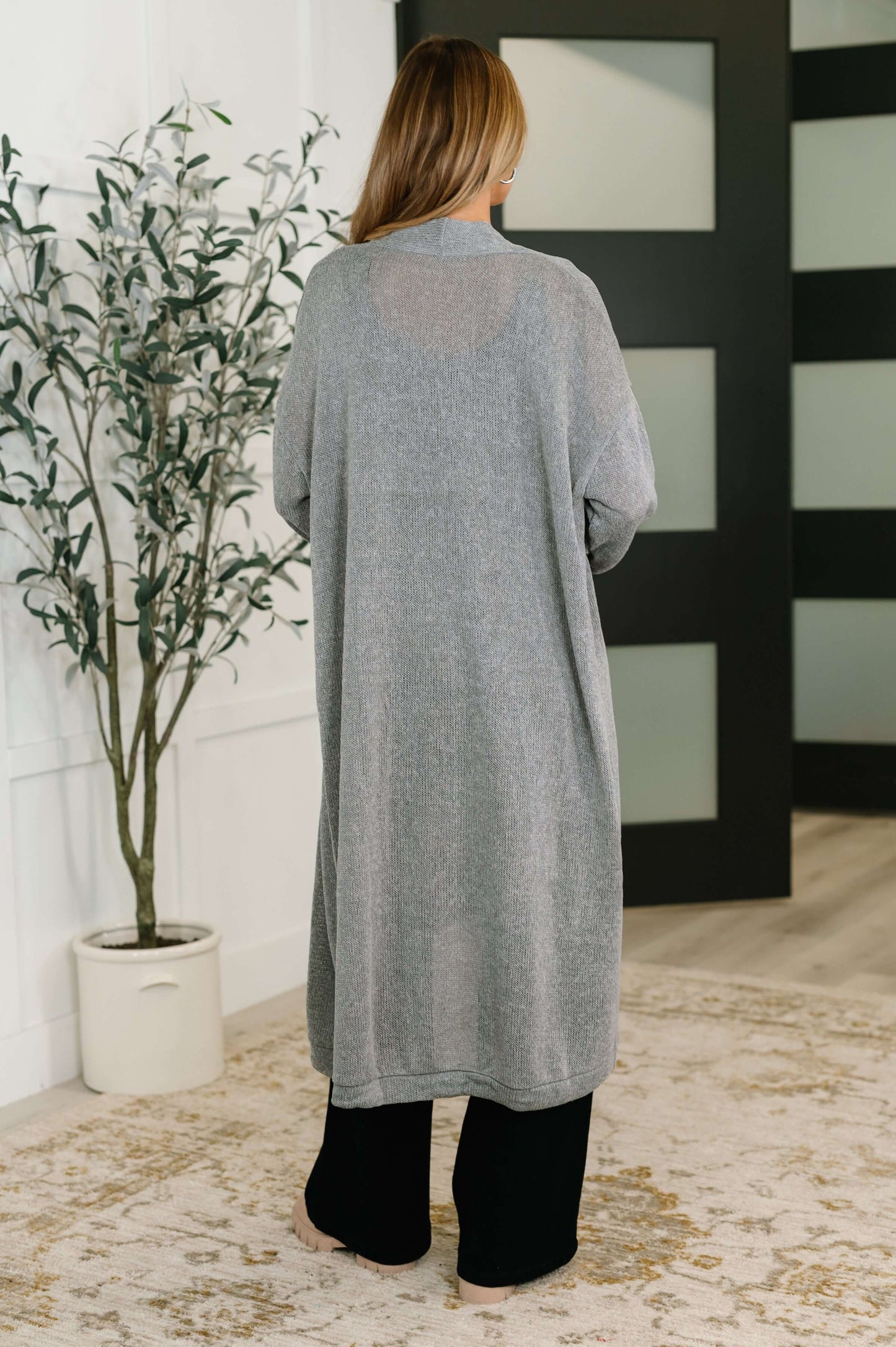 Travel Hideaway Open Front Cardigan in Soft Grey