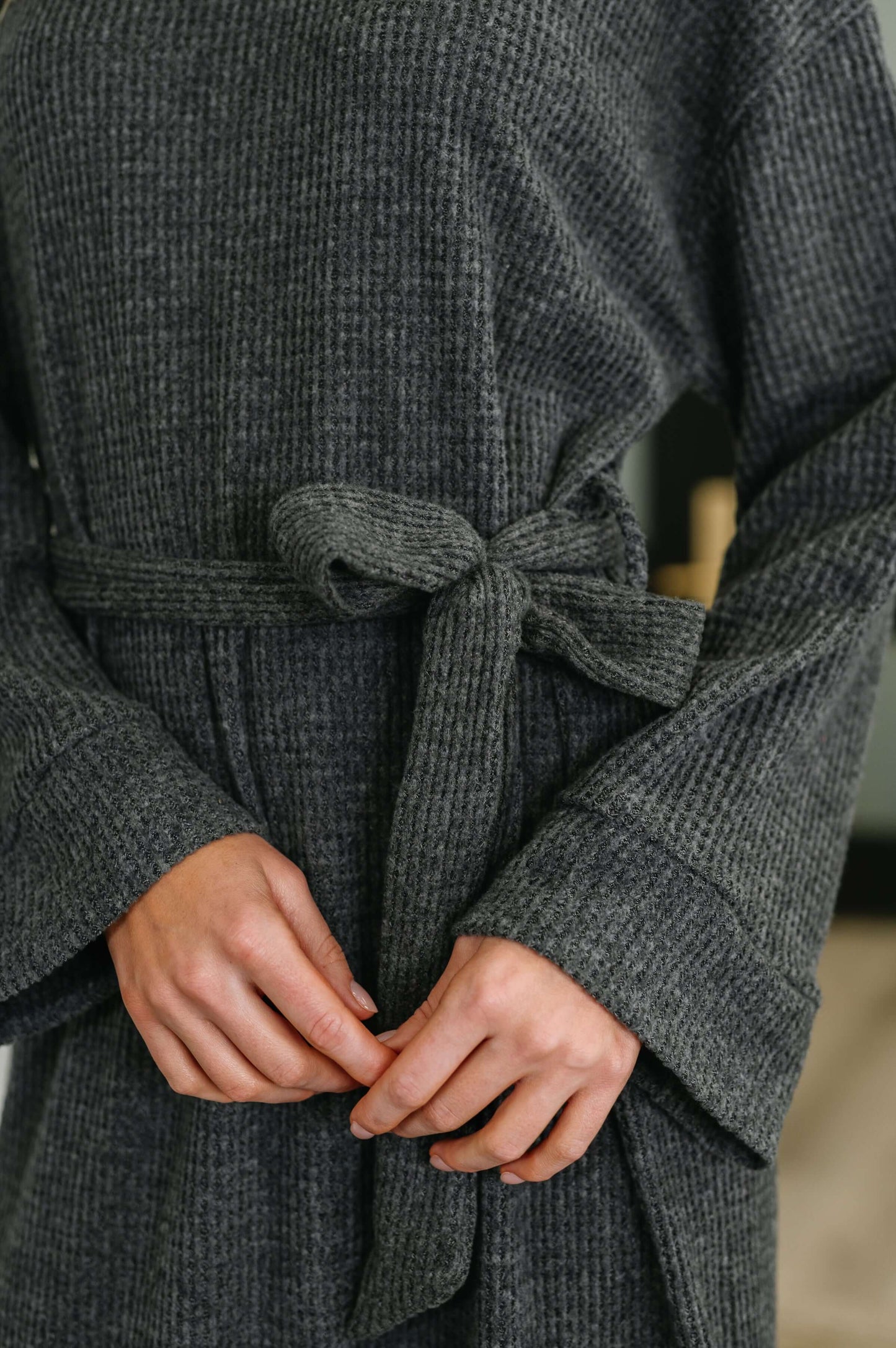 Travel Plush Knit Dress in Charcoal