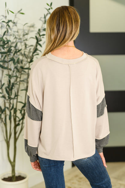 Two-Tone Take Drop Shoulder Top