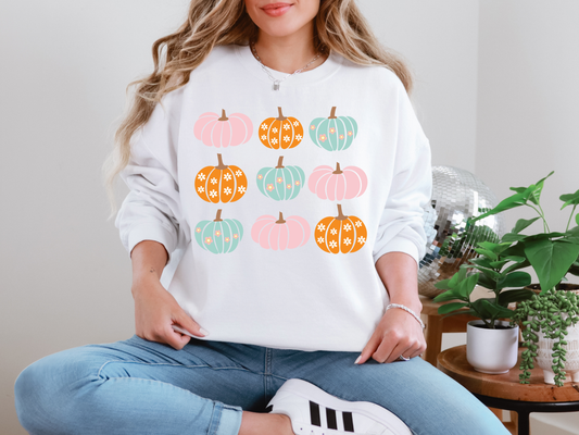 Pink Orange Blue Pumpkins Sweatshirt